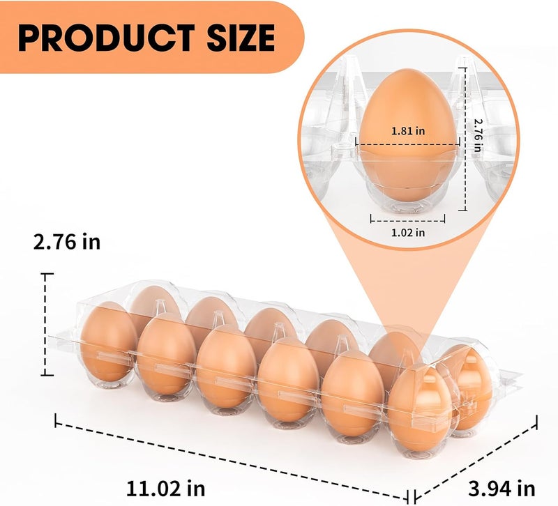 EVANCENT Egg Cartons Cheap Bulk 100 Pack, 1 Dozen Plastic Egg Carton for Refrigerator, Reusable Egg Container Holder for Storing, Sharing, Selling, Clear Egg Cartons for Home Ranch Farm Market-2x6 Grids - Image 2